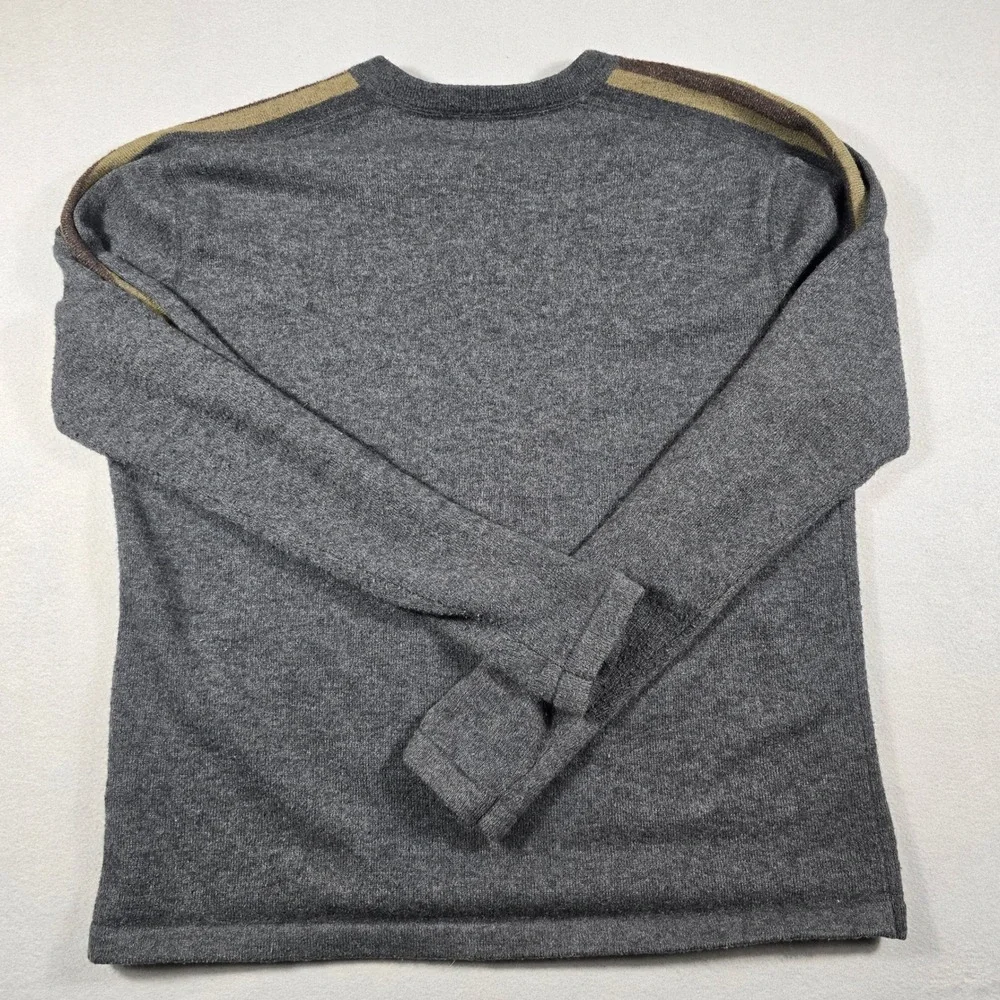 Royal Robbins Mens XL Gray Sweater V-Neck Wool Blend Striped Sleeve ROY-S26